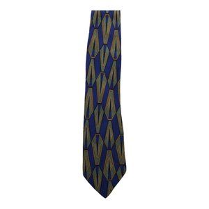 Mondo di Marco Geometric Pattern Blue 100% Silk Necktie